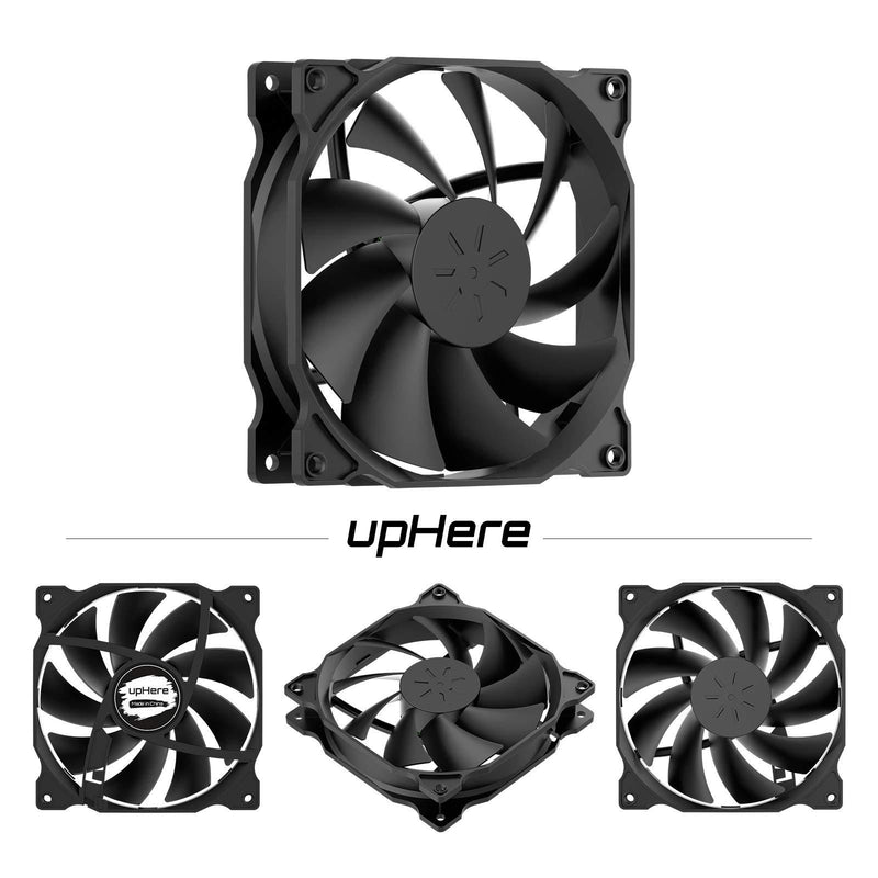 uphere 3-Pack Long Life Computer Case Fan 120mm Cooling Case Fan for Computer Cases Cooling,12BK3-3 3PIN Black 3-Pack 12BK3