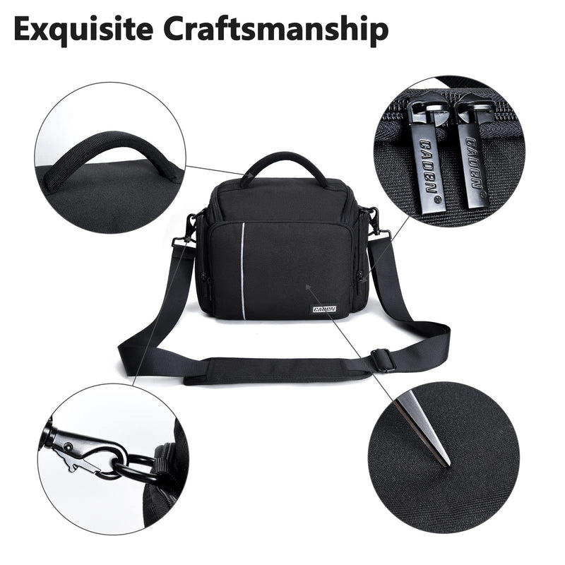 CADeN Compact Camera Shoulder Crossbody Bag Case Compatible for Nikon, Canon, Sony SLR/DSLR Mirrorless Cameras and Lenses Waterproof (Large, 2.0 Black) Large
