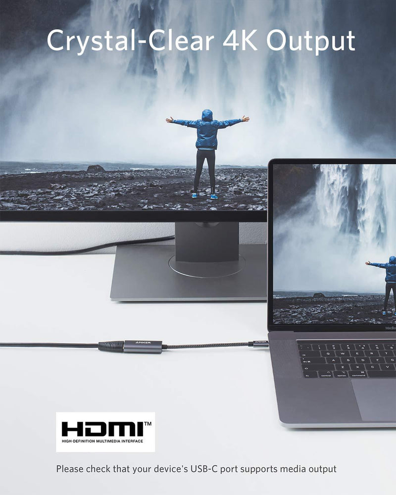 Anker USB C to HDMI Adapter (4K@60Hz), PowerExpand+ Aluminum Portable USB C Adapter, for MacBook Pro, MacBook Air, iPad Pro, Pixelbook, XPS, Galaxy, and More (Compatible with Thunderbolt 3 ports)