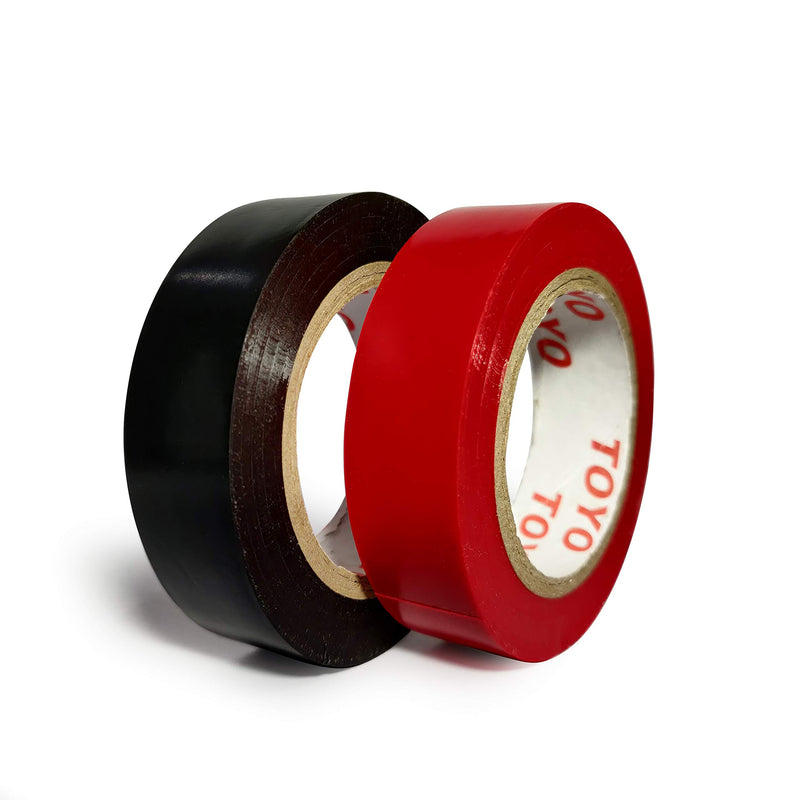 Toyo PVC Electrical Tape | Heat Resistant, Flame Retardant, Waterproof | 0.6 Inch X 36 Feet | 6 pcs/Pack (Black and Red) Black and Red