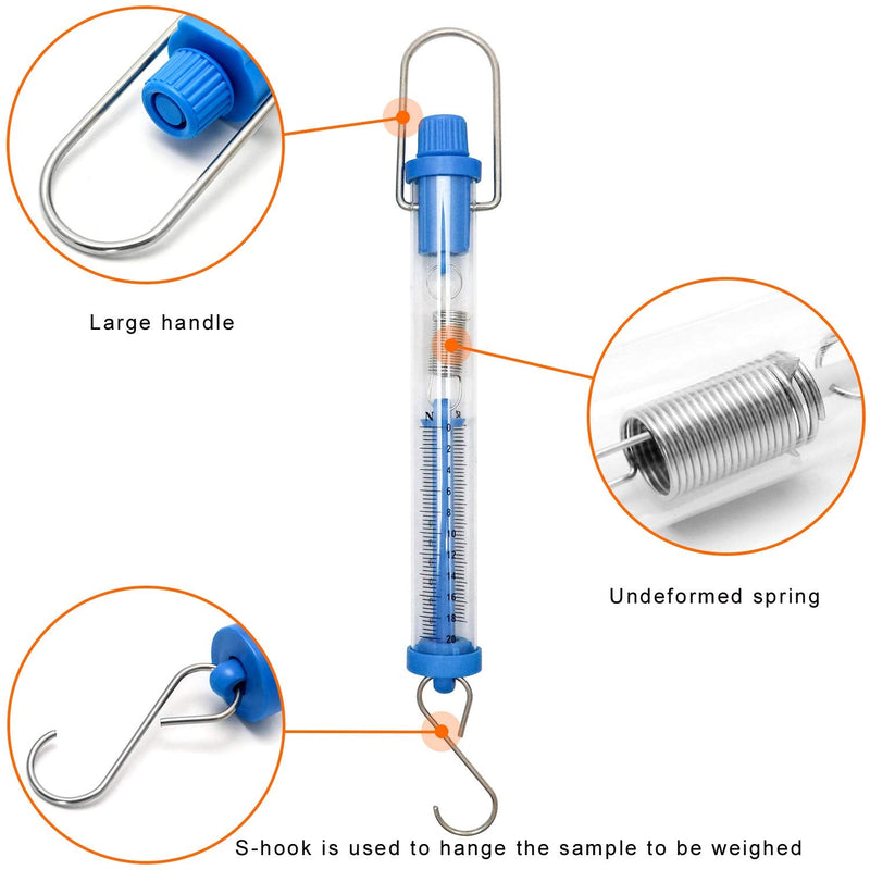 QWORK Set of 5 Spring Scale, Transparent Spring Balance Hanging Tube Spring Scale Set (1N, 5N, 10N, 20N, 30N) 1N, 5N, 10N, 20N, 30N