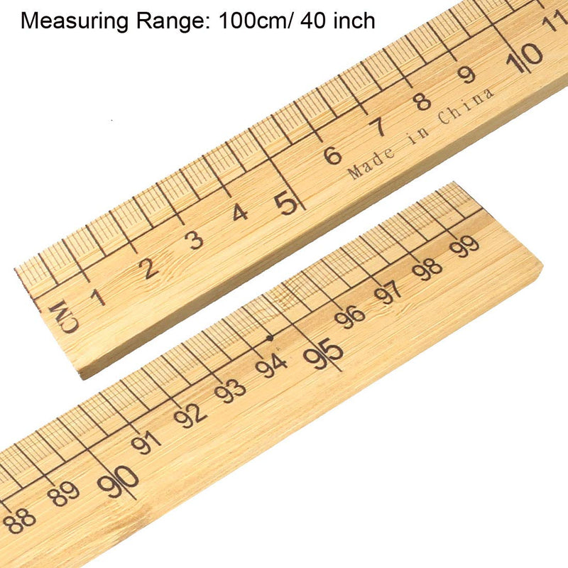 uxcell Straight Ruler 1m 40 Inch Metric/Imperial Egde Scale Bamboo Ruler 100cm Measuring Tool
