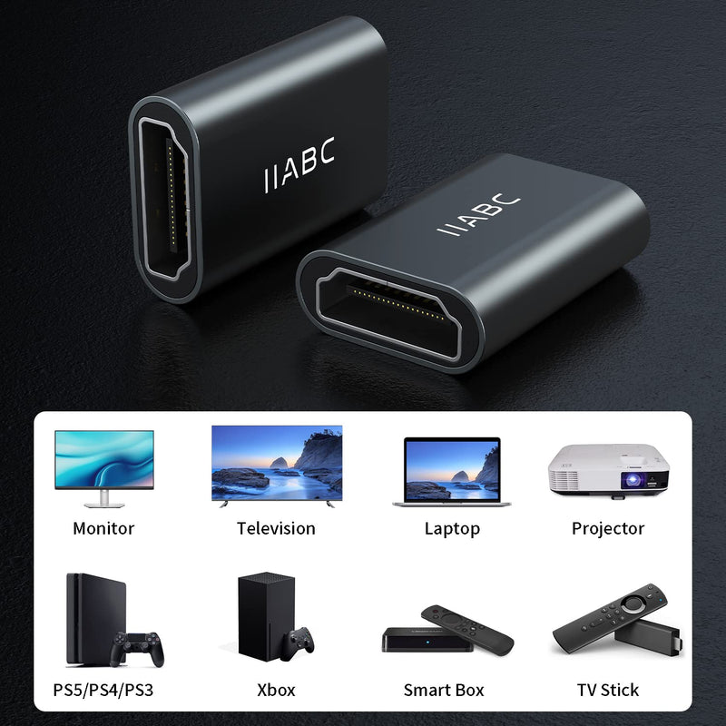 HDMI Coupler Female to Female 3 Packï¼ŒIIABC 3D 4K@60Hz HDMI Adapter Aluminum Alloy Extension Cable Connector for HDTV, Roku Stick, Computer, PC, Monitor, Laptop, Projector, DVD Player, PS 5/4/3