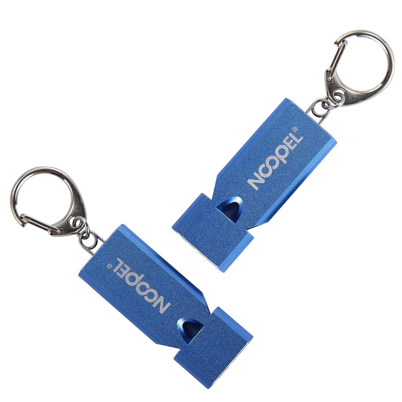 Noopel Whistle Emergency Three Tubes Survival Whistles 2 Pack with Lanyard and Keychain for Hiking Camping Kayak Sports Outdoor Safety Kids Lifeguard Rescue Signaling Blue