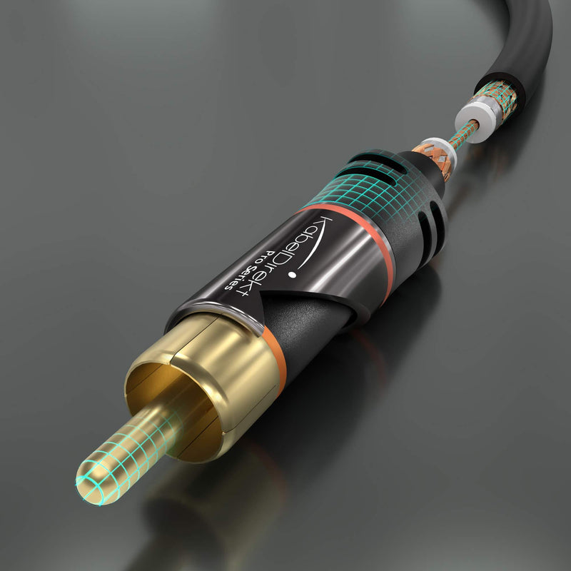 KabelDirekt â€“ RCA Stereo Cable & Cord â€“ 6 feet short (dual 2 x RCA male to 2 x RCA male audio cable, digital & analog, double shielded â€“ supports subwoofers, amplifiers, AV receivers, Hi-Fi, black)
