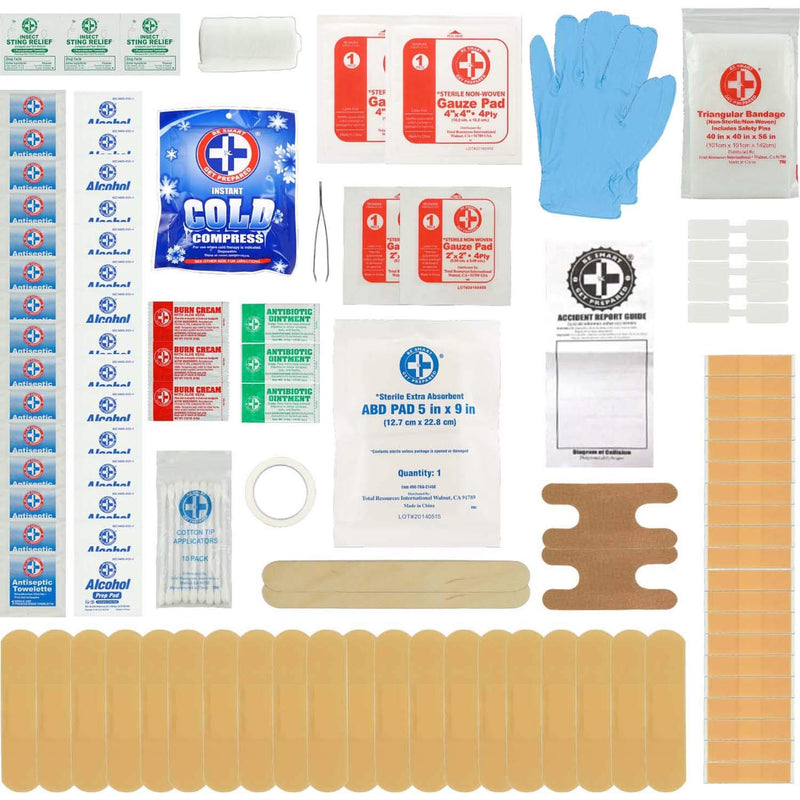 Be Smart Get Prepared 125 Piece First Aid Kit - Office, Home, Car, School, Emergency, Survival, Camping, Hunting, and Sports