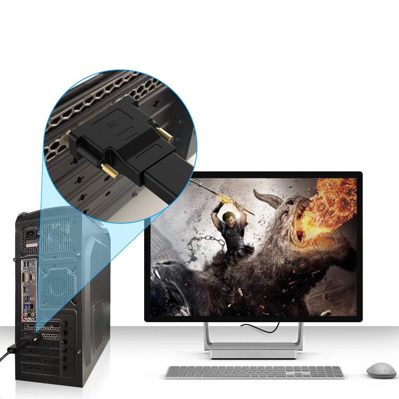 Rankie DVI to HDMI Adapter, 2-Pack Gold-Plated 1080P Male to Female Converter (Black) Black