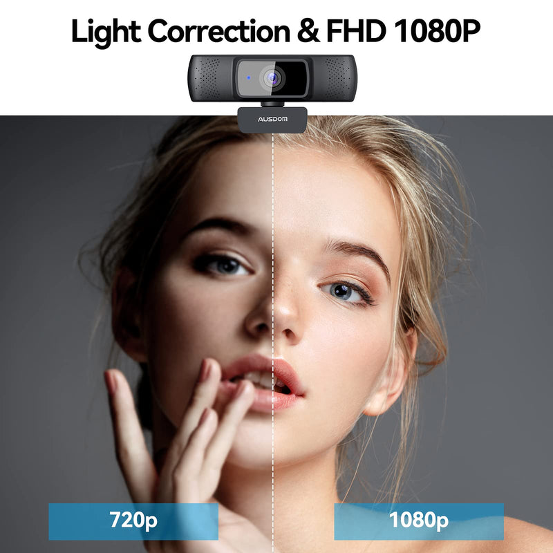 Autofocus 1080P Webcam with Privacy Cover, AUSDOM AF640 Full HD Business Web Camera with Dual Noise Reduction Microphones, 90° Wide-Angle View for Desktop/Laptop/Mac, Work with Skype/Twitch/Lync/WebEx