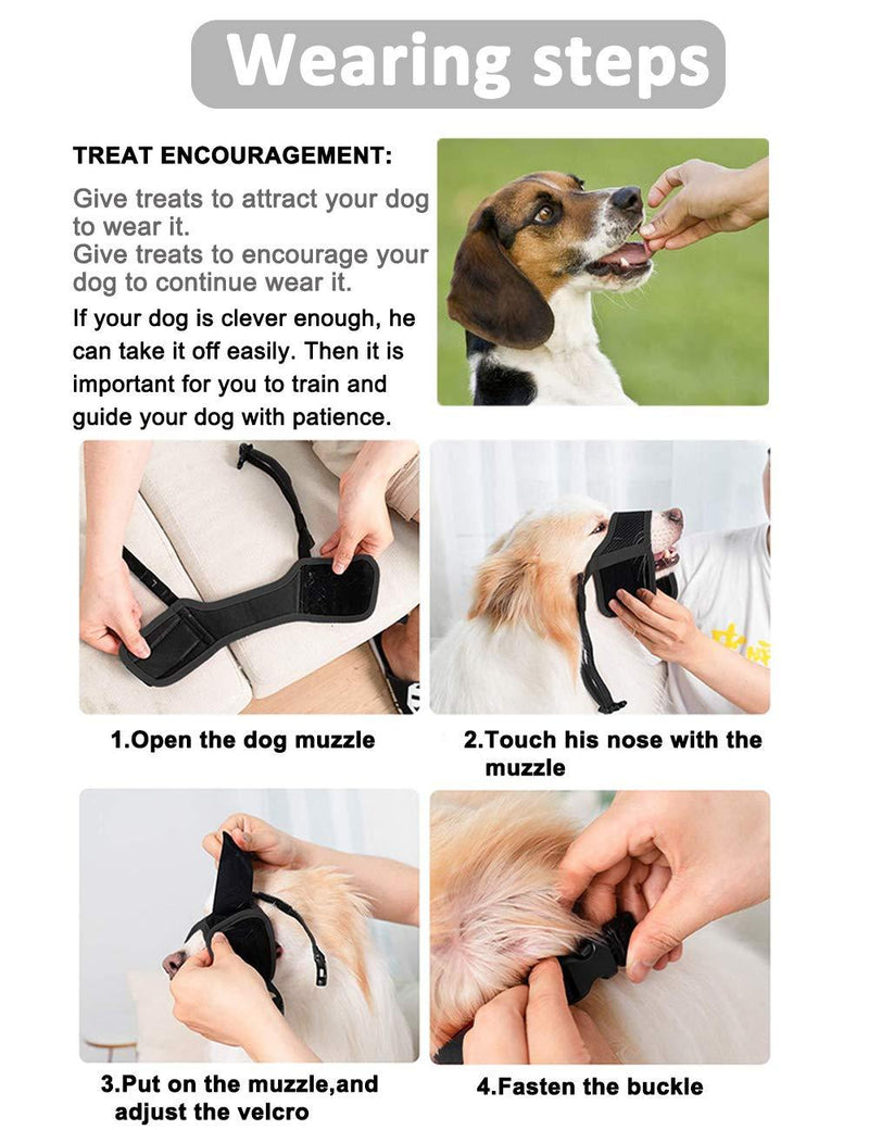 LUCKYPAW Dog Muzzle Anti Biting Barking and Chewing, with Comfortable Mesh Soft Fabric and Adjustable Strap, Suitable for Small, Medium and Large Dogs XS Black