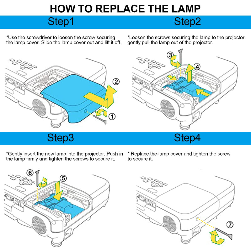 QUJXU ELPLP54 ELPLP58 Projector Lamp for Epson V13H010L54 V13H010L58 PowerLite Home Cinema 705HD EX31 EX51 EX71 EB-S7 EB-X7 EB-S8 ex5200 ex7200 ex3200 s10+ Replacement Projector Lamp bulb with Housing