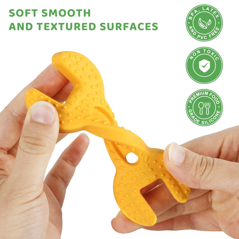Fu Store 4 Pack Soft Silicone Teething Toys for Toddlers Infant Hammer Wrench Spanner Pliers Tools Shape Baby Teethers Relief Soothe Babies Gums Set (Hammer Set) 4 Pack Hammer Set