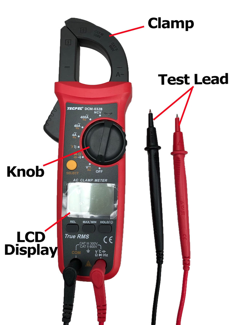 TECPEL DCM-032B 4000 Count Digital Clamp Meter (ACA/ACV/DCV)