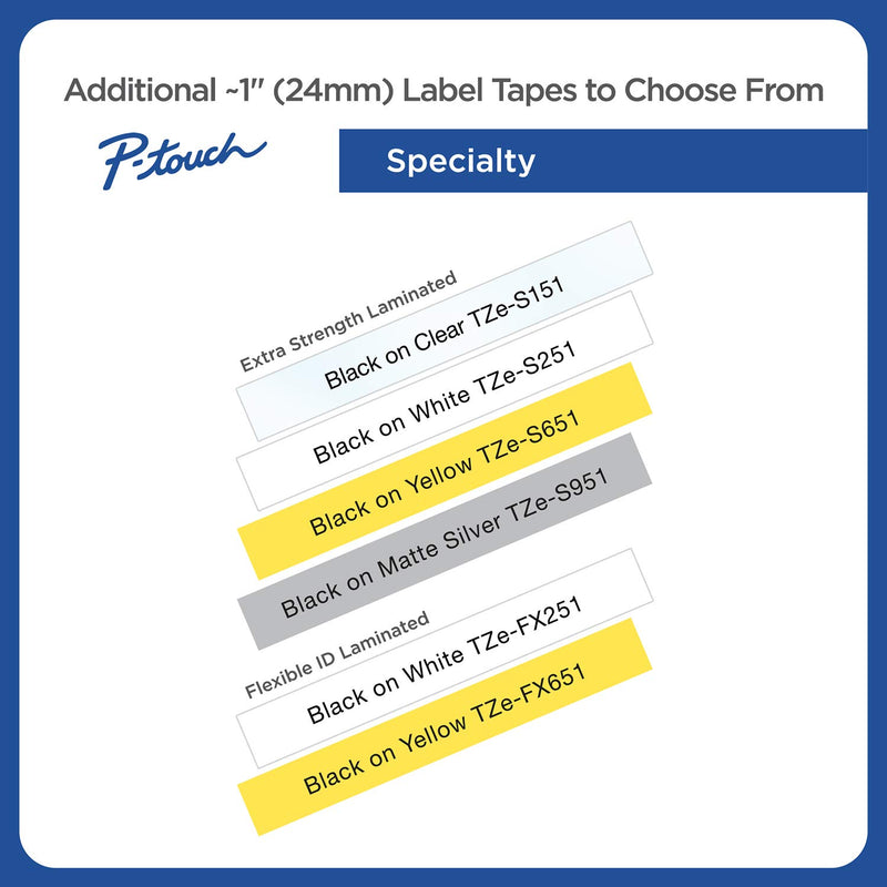 Brother P-touch TZe-M51 Black Print on Premium Matte Clear Laminated Tape 24mm (0.94”) wide x 8m (26.2’) long