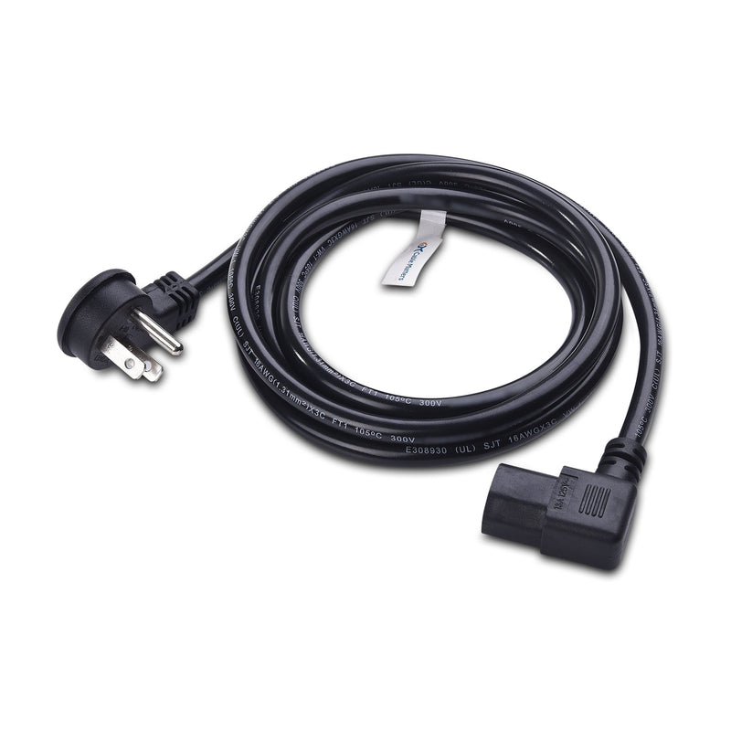 Cable Matters 2-Pack 16 AWG Low Profile Right Angle Power Cord (Power Cable) 6 Feet (NEMA 5-15P to Angled IEC C13) 6 ft