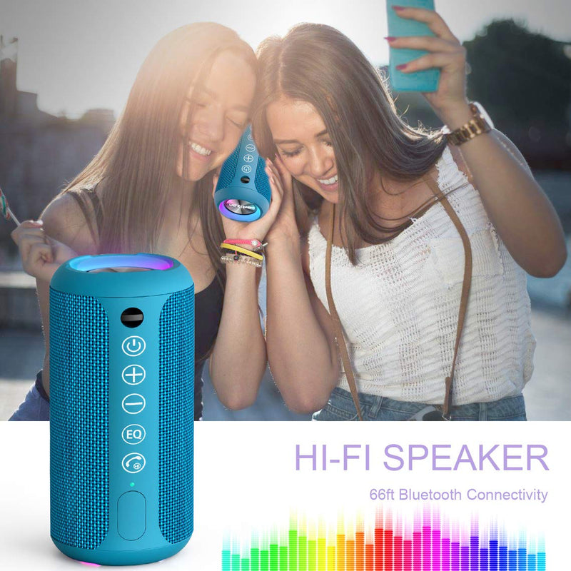 Ortizan Portable Bluetooth Speaker, IPX7 Waterproof Wireless Speaker with 24W Loud Stereo Sound, Outdoor Speakers with Bluetooth 5.0, 30H Playtime,66ft Bluetooth Range,Dual Pairing for Home Blue