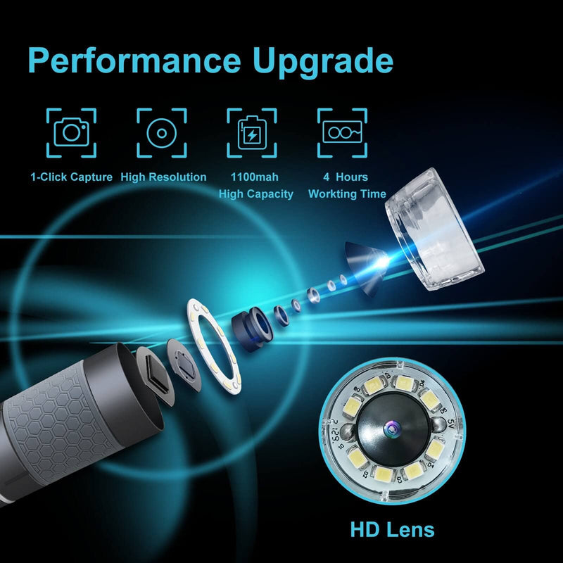 Ninyoon 4K WiFi Microscope for iPhone Android, 50 to 1000X USB Digital Microscope Wireless Super HD Endoscope Camera Compatible with All Mobile Phones iPad Android Tablet Windows Mac Grey
