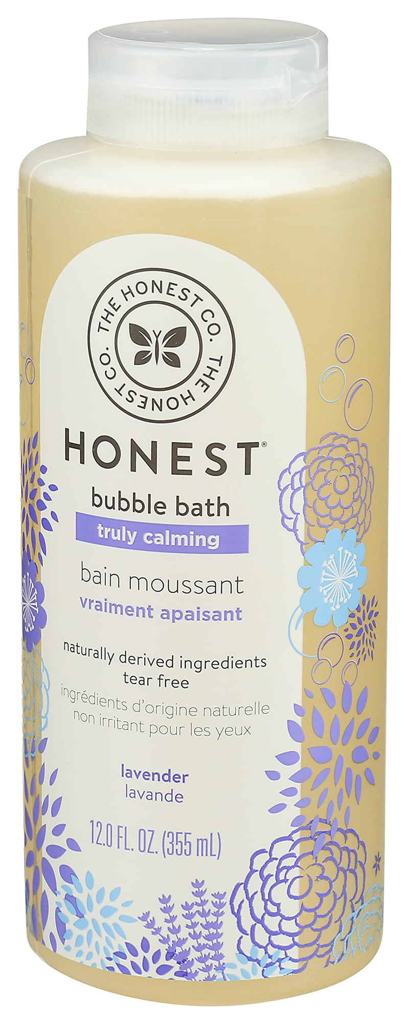 The Honest Company Truly Calming Lavender Bubble Bath Tear Free Kids Bubble Bath Naturally Derived Ingredients & Essential Oils Sulfate & Paraben Free Baby Bath 12 Fl Oz Dreamy Lavender