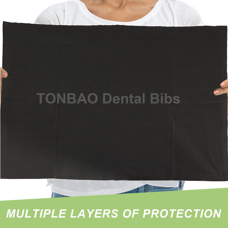 Black Dental Bibs - TONBAO Pack of 50 Disposable Waterproof Tattoo Bibs 45.5 x 33 cm Premium Tattoo Tablecloth Clean Pad Tattoo Supplies… One Size Fits All