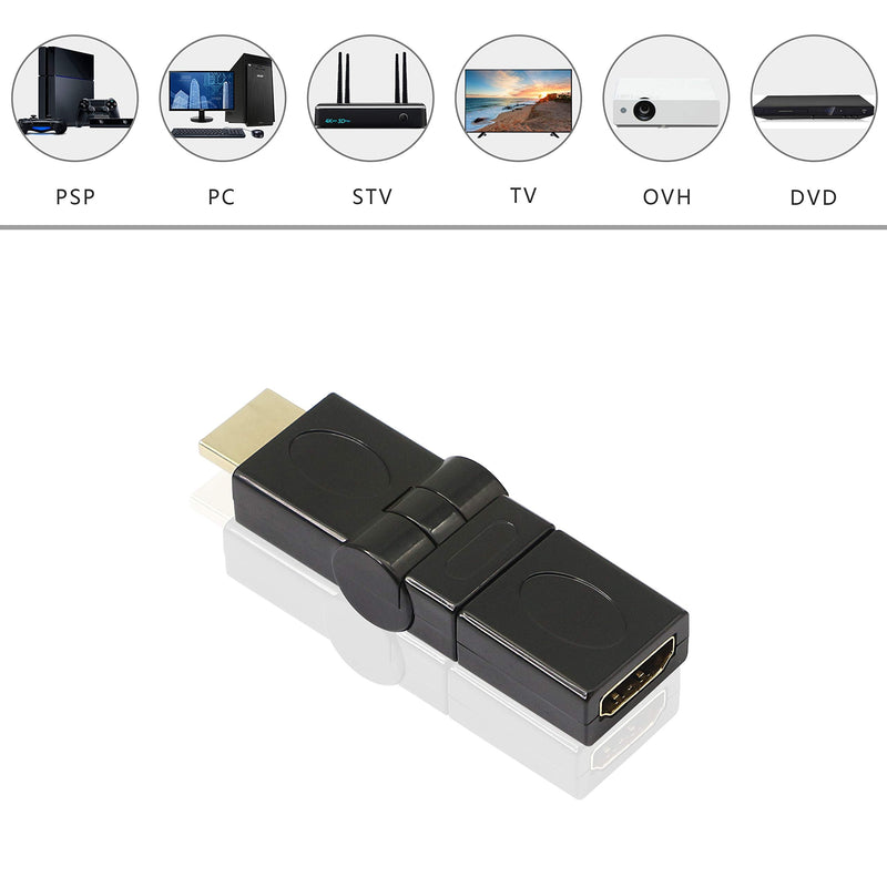 360 Degree Swivel Angle HDMI Adapter,90 180 270 Degree Angle Rotatable Extension Connector Adjustable Male to Female Adaptor for Full HD Support Including 720p-1080p,No Loss in Video/Audio Quality