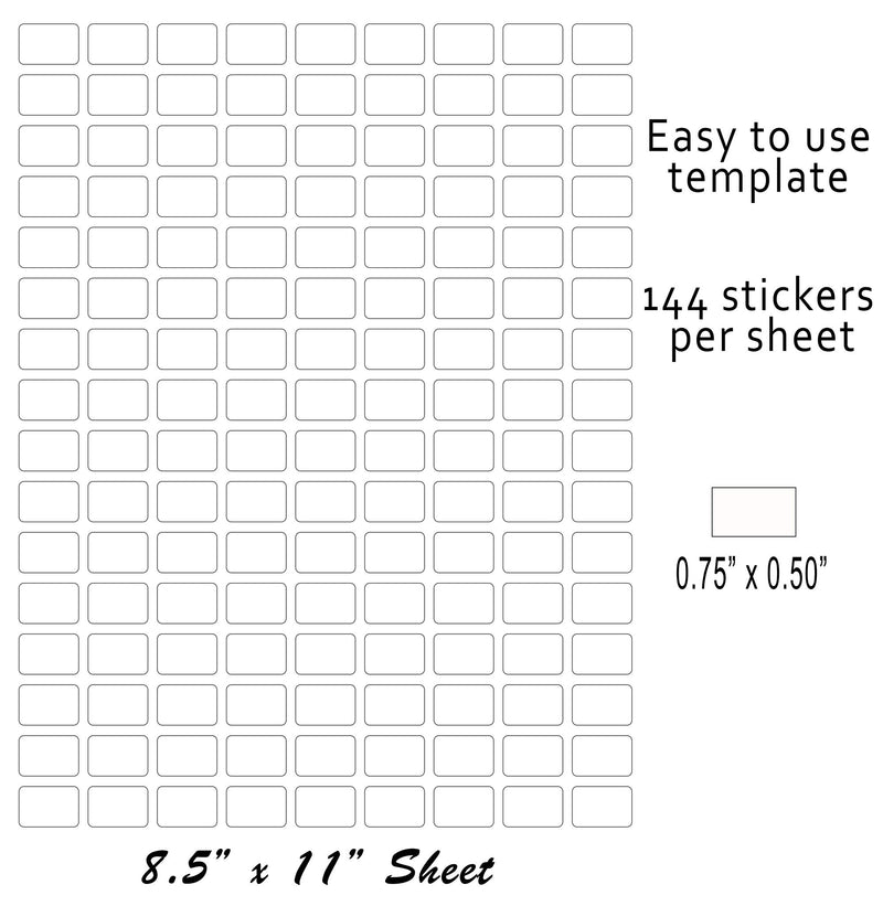 Royal Green Rectangular Printable Removable Labels Excellent Results with Standard Laser Printer 7 Full Sheets + Bonus Colored Labels and Template Included (0.75" x 0.50") - 1038 Pack White