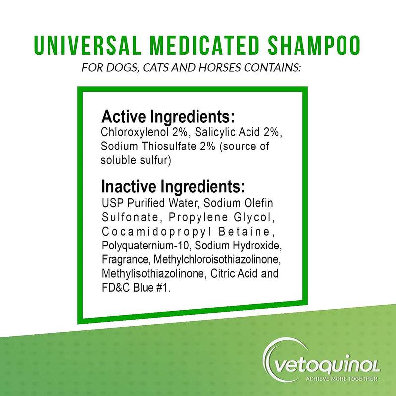 Vetoquinol Universal Medicated Shampoo for Dogs, Cats and Horses, 16oz
