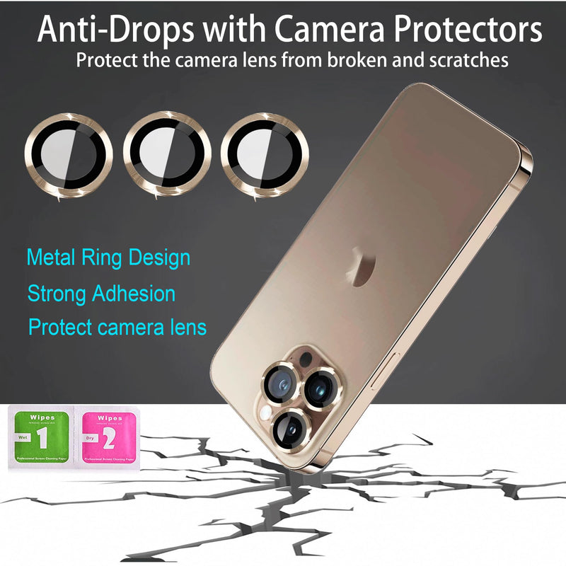 KONVOK [2 Sets Compatible with iPhone 14 & iPhone 14 Plus Camera Lens Protector, Tempered Glass Clear Camera Cover Screen Protector Metal Ring Accessories, Case Friendly (Gold) Metal,Gold for iphone 14 and 14 plus