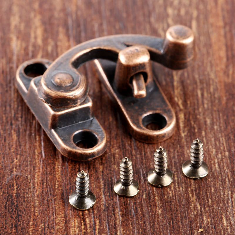 1Pair Lock Hook Clasp Vintage Hasp Hook Latch Hook Hasp for Wooden Box Suitcase Furniture Hardware,Red Copper Red Copper