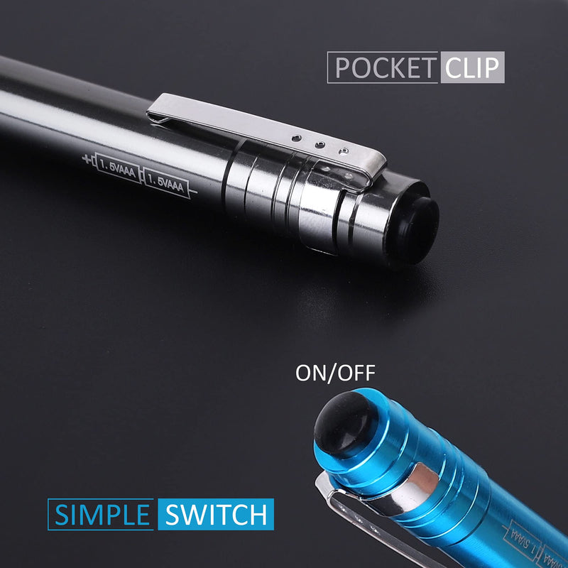 SEAMAGIC 15-Pack LED Penlight - Pocket Pen Light Flashlight with Clip, 30-Piece Dry Batteries Included, Perfect for Inspection, Repairing, Night Shift, Camping and Training Course