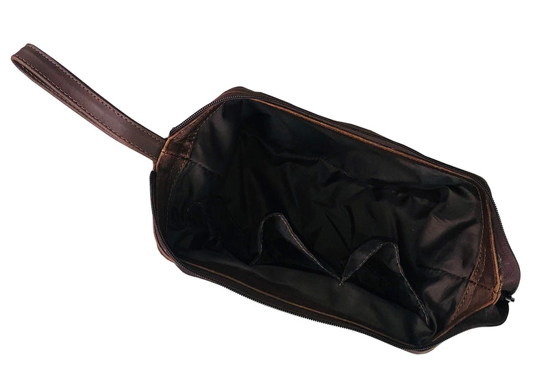 Genuine Buffalo Leather Unisex Toiletry Bag Travel Dopp Kit Made With High Class Buffalo Leather With 101 Year Warrenty With Replacement Classy Brown