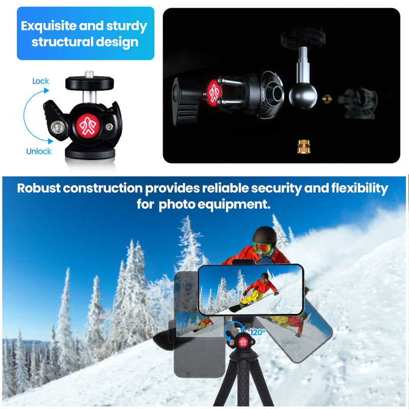 Tripod for iPhone, Goocong Flexible Tripod for Phone Camera with Cell Phone Mount for Samsung Google Smartphone, DSLR Camera Black