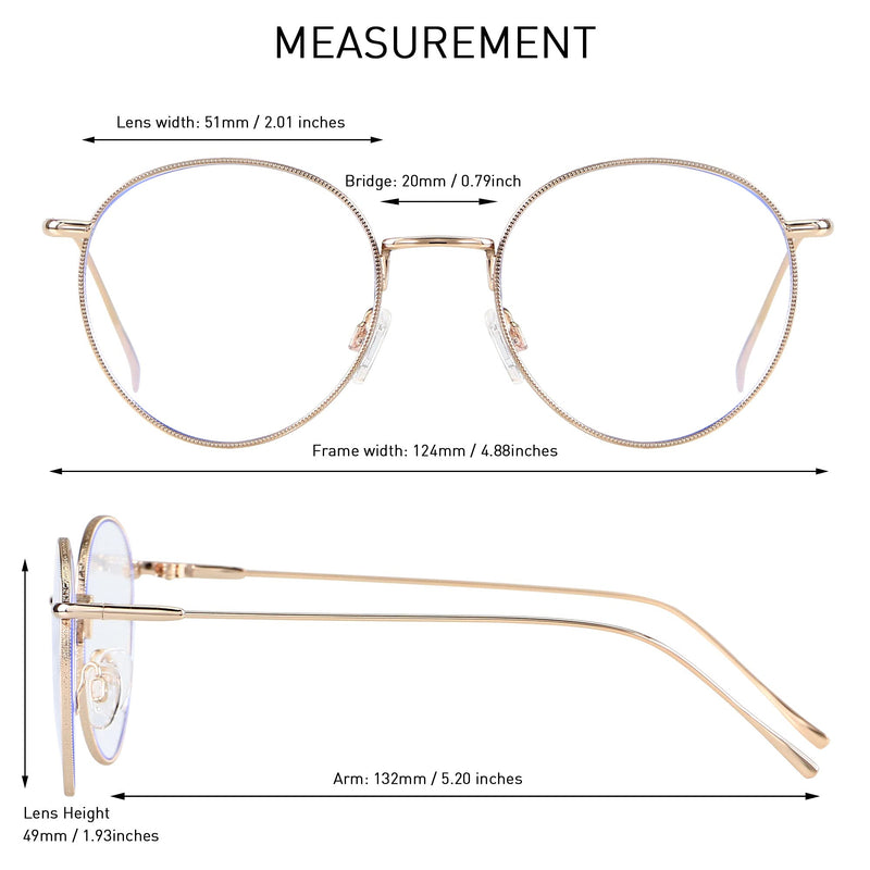 Blue Light Blocking Glasses Women Men Small Face Computer 2 Pack Bluelight Blocker Metal Frame Round (2pack)rose Gold+silver | Anti-blue Light Lens