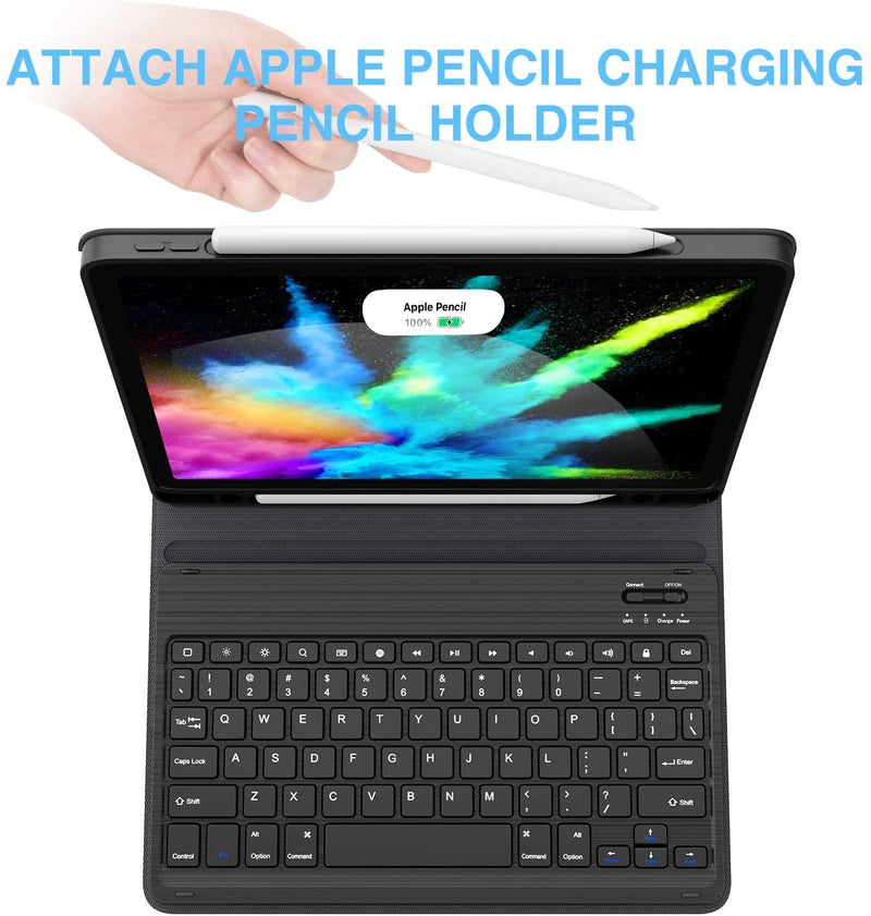 iPad Air 4th Generation Case with Keyboard, iPad Pro 11 Keyboard Case 2018 - Detachable Wireless Keyboard - Pencil Holder - Flip Stand Cover for iPad Pro 11 1st Gen/iPad Air 4 10.9 Inch 2020, Black Air 4 10.9"2020/11" 2018