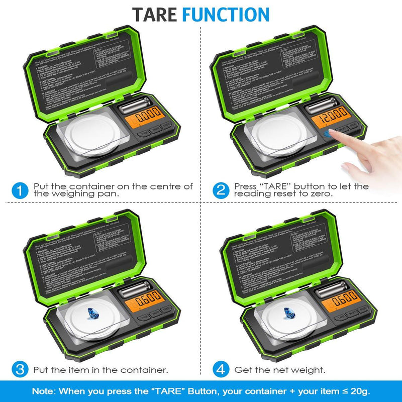 (New Version) Brifit Professional Digital Mini Scale, 20g-0.001g Pocket Scale, Electronic Smart Scale with 20g calibration weight (Battery/Tweezers Included) Green