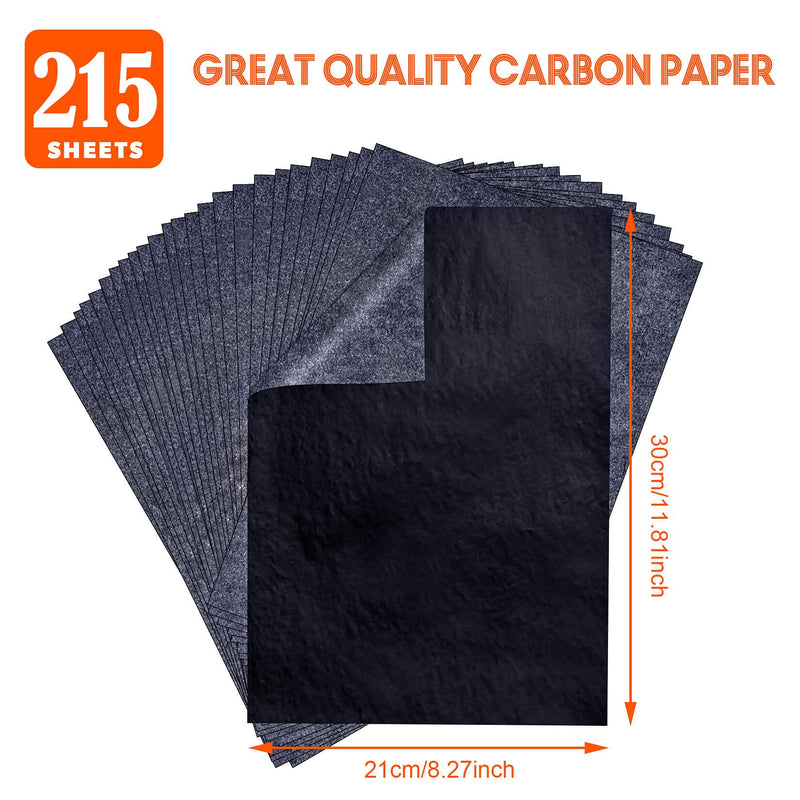 PSLER Carbon Transfer Paper for Wood Burning Craft, Paper, Canvas and Other Art Craft Surfaces(A4 Size) 215PCS Black