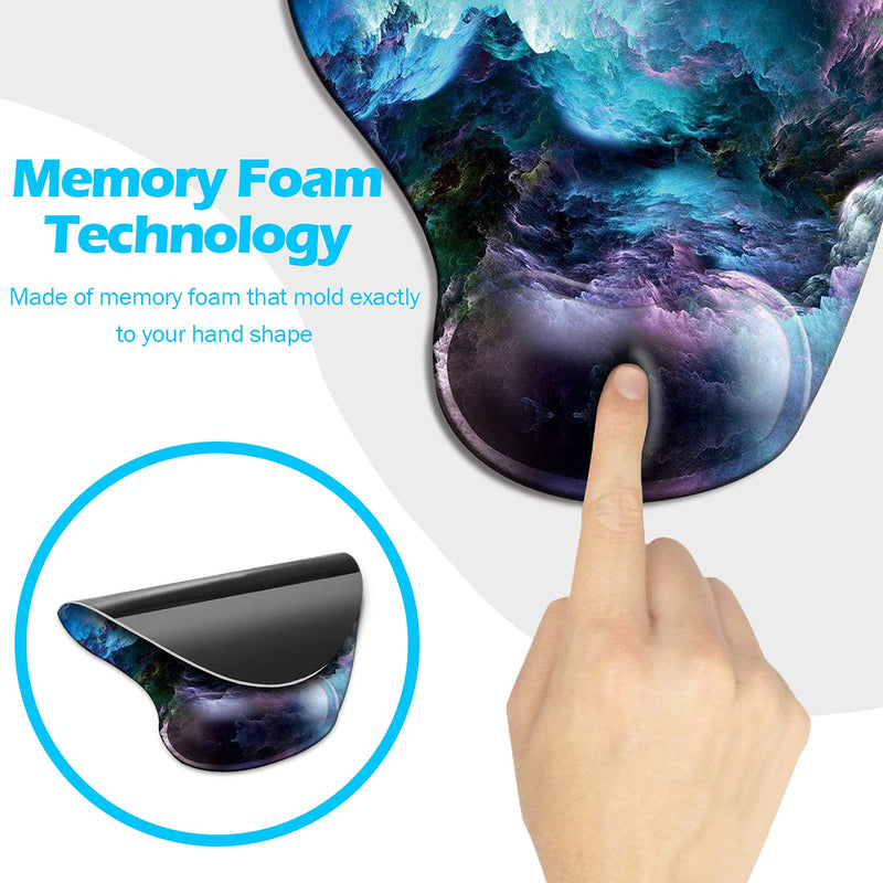 Dooke Ergonomic Mouse Pad with Wrist Support, Cute Mouse Pads with Non-Slip Rubber Base for Home Office Working Studying Easy Typing & Pain Relief Galaxy Nebula