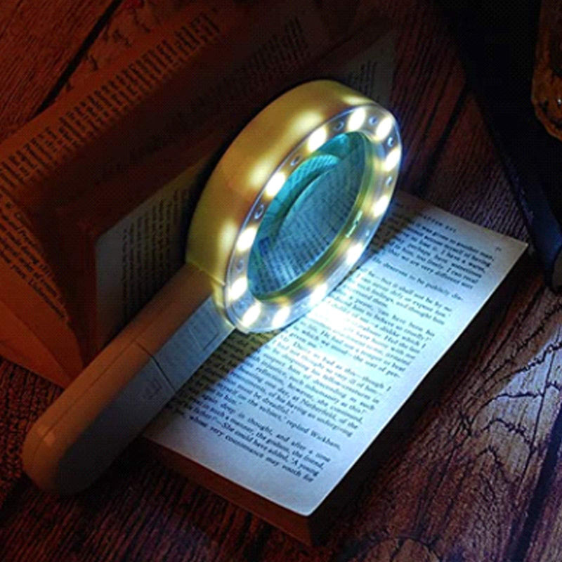 Magnifying Glass with Light, 30X Handheld Large Magnifying Glass 12 LED Illuminated Lighted Magnifier for RC Installation, Seniors Reading, Inspection, Coins, Jewelry, Exploring