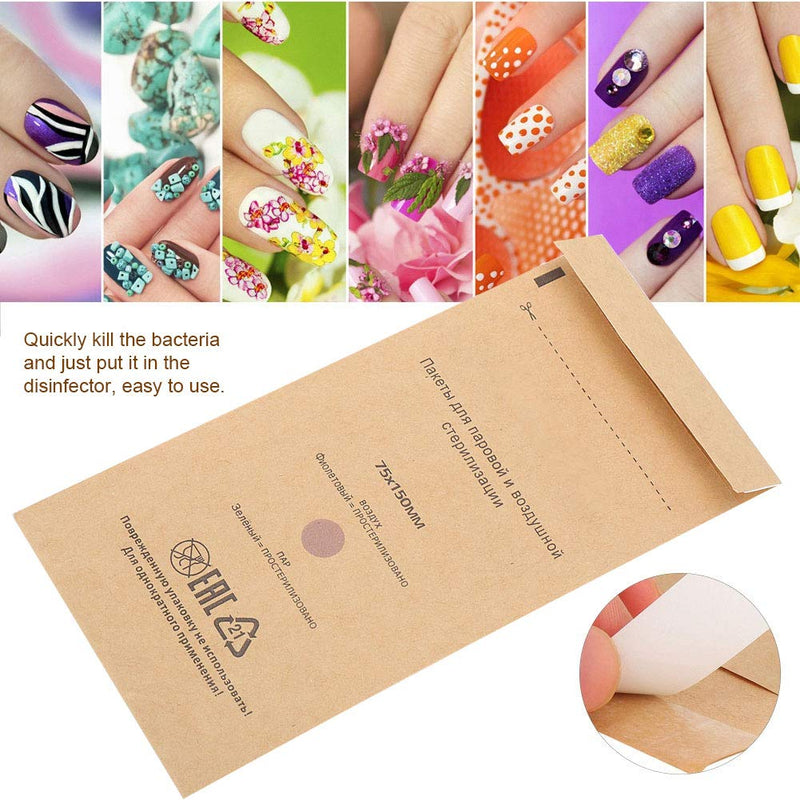 100 Sterilization Bags Autoclave Sterilization Bags Self Seal Disposable Tools Sterilization Bags for Oral Beauty 130x200mm (75x150mm)