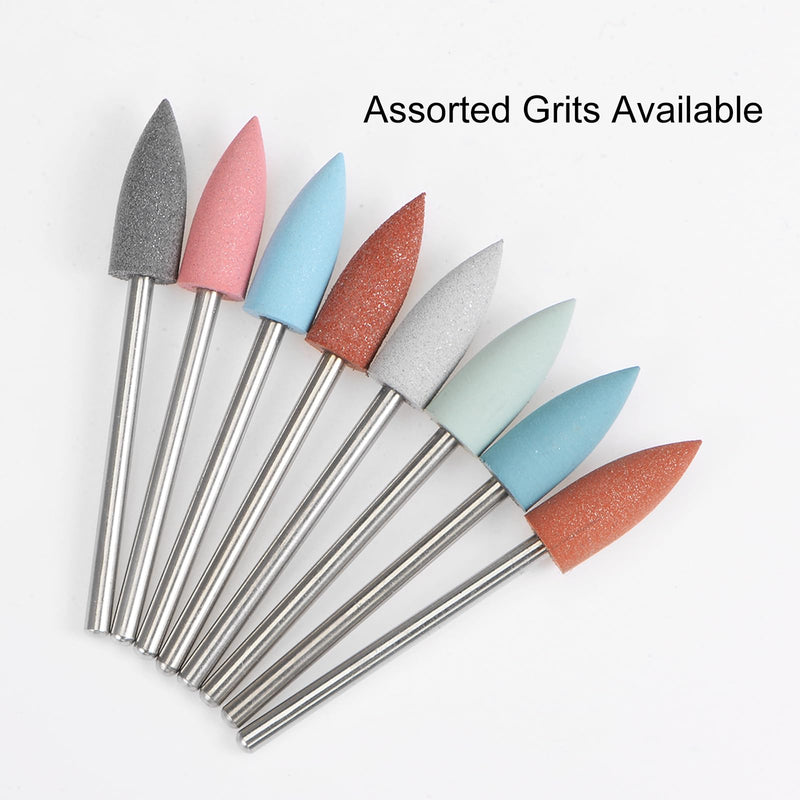 sourcing map 5pcs Rubber Polishing Bit Silicone Buffing Wheel 120 Grit 6mm Diameter Mounted grinding head for electric grinder rotary tool conical shape