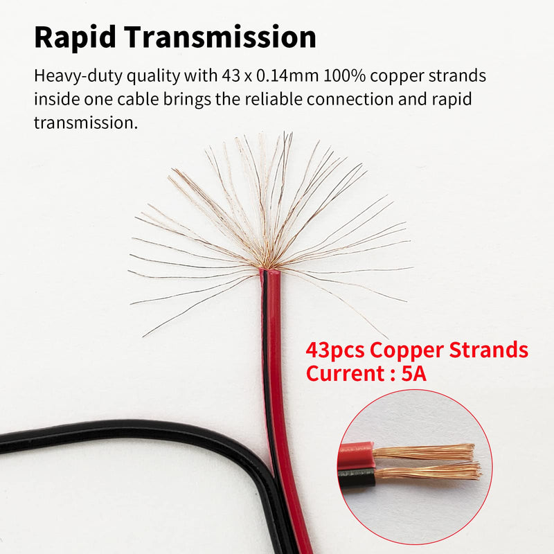 18AWG DC Power Cable, 6 Pairs DC Power Pigtail Cable Wire, 12V 5A Male & Female Connectors, Suitable for CCTV Security Cameras and Lighting Power Adapters(5.5mm x 2.1mm, 6 Pairs)