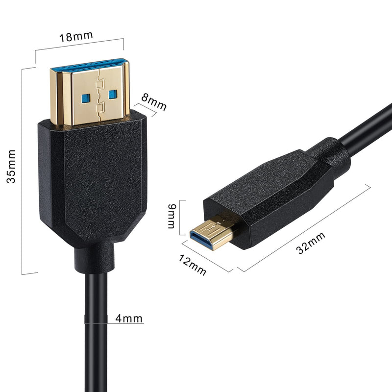 Thin 8K HDMI to Micro HDMI Cable 2.1 Version, MOTONG Coiled Gold-Plated Micro HDMI D to HDMI Male to Male Cable Cord, 8K@60Hz 4K@120Hz 48Gbps, Support Dynamic HDR for Digital Cameras(M to M, 1.2M) M to M