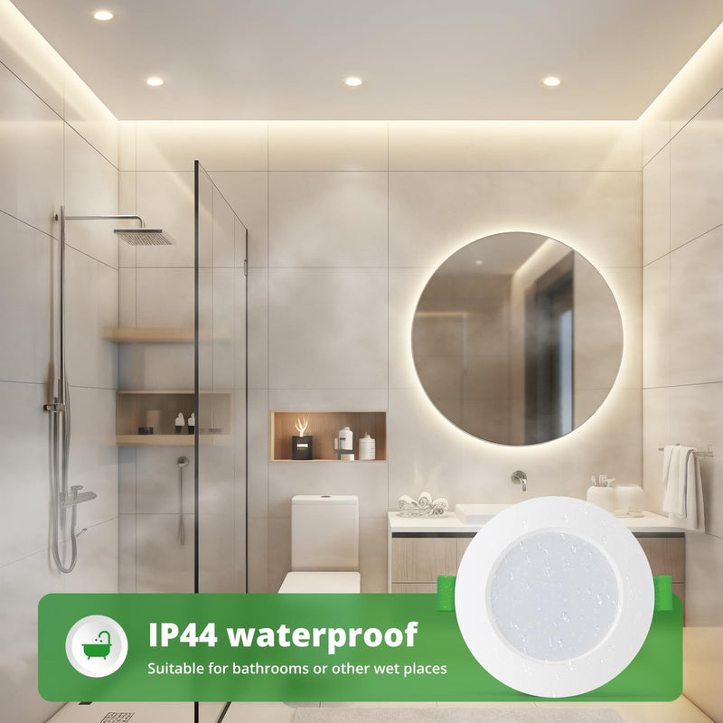 HOMEOW LED recessed spotlight 230V flat 7W 600LM, dimmable LED spots warm white 2700K neutral white 4000K cold white 6000K, IP44 recessed lights for the bathroom, 75-90MM hole size, set of 12