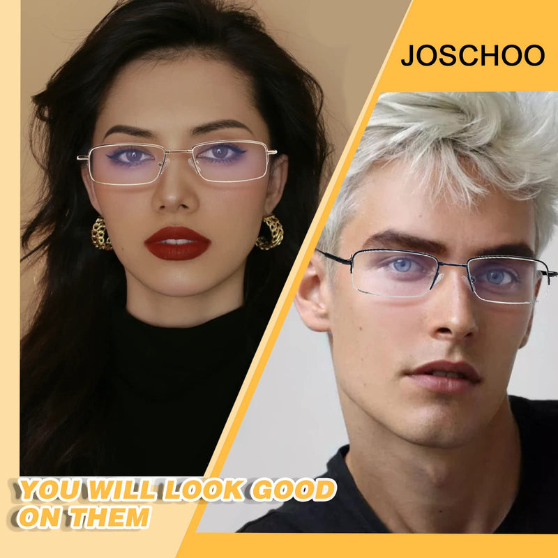 JOSCHOO 4 Pack Reading Glasses Blue Light Blocking Men and Women Metal Frame Glasses Anti Eye Strain Computer Readers 4 Clour 2.5 x