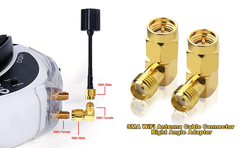 onelinkmore 4G SMA Adapter SMA Male to Female RF FPV Antenna Adapter SMA WiFi Antenna Cable Connector Right Angle Adapter for 2G 3G 4G LTE Antenna Router ham Radio DAB WLAN LAN Coax Cable Pack of 2