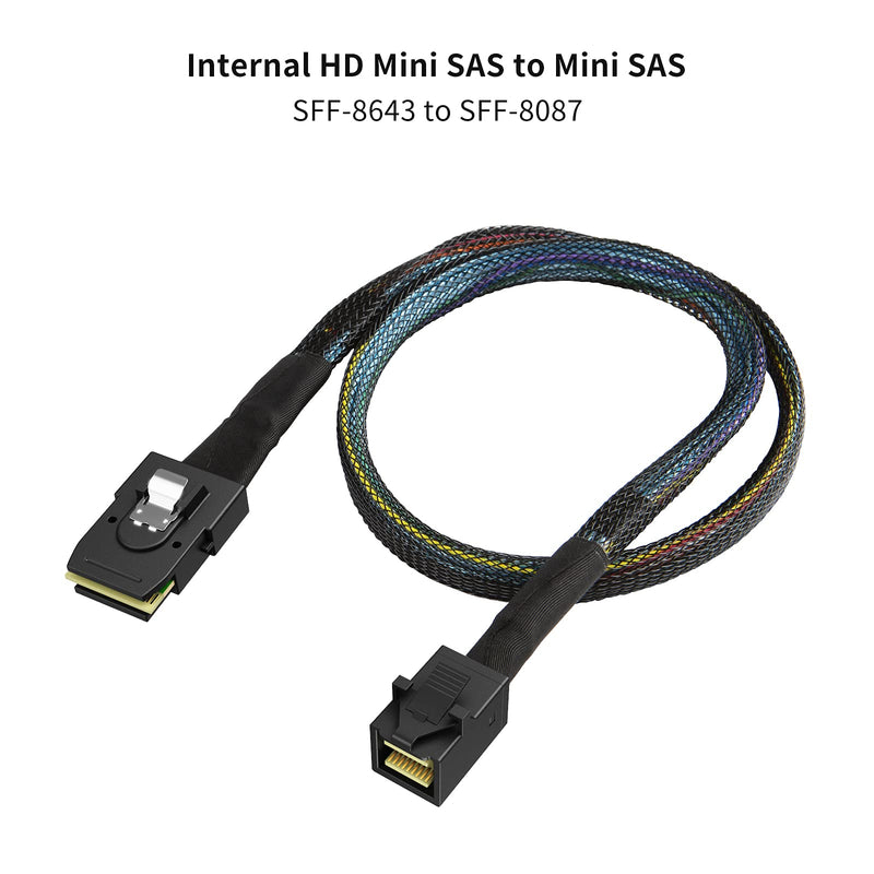 CableCreation Internal Mini SAS HD Cable, 3.3FT Mini SAS SFF-8643 to Mini SAS 36Pin SFF-8087 Cable, Mini SAS 36Pin to SFF-8643 Cable, 1M / 3.3FT
