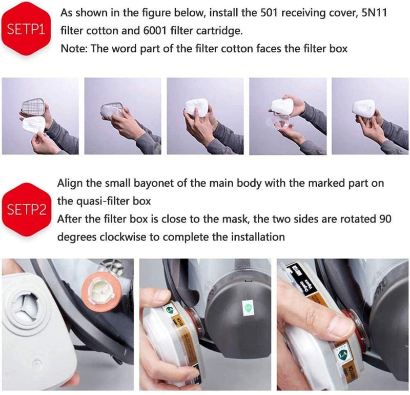 Reusable Half Facepiece Cover Set For Gas Respirator Painting Welding Woodworking and Other Work Protection