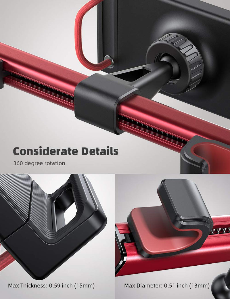 Headrest Tablet Holder, Car Tablet Mount - Lamicall Headrest Stand Cradle Compatible with Devices Such as iPad Pro Air Mini, Galaxy Tabs, Other 4.7 -12.9" Cell Phones and Tablets - Red