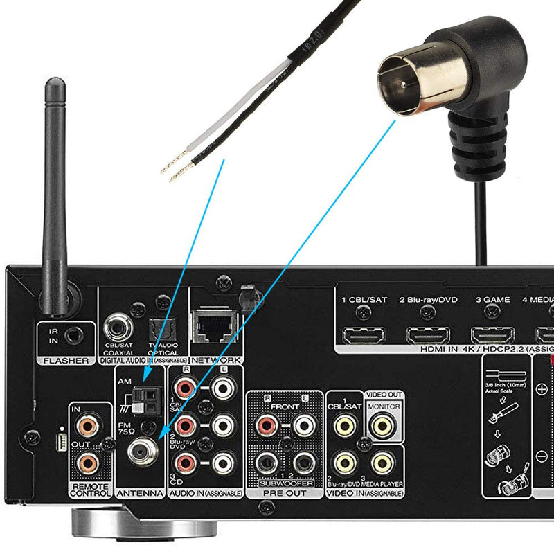 Bingfu 75 Ohm FM Antenna FM Antenna and AM Loop Antenna for Pioneer Onkyo Yamaha Marantz Indoor HD Radio FM Radio Bluetooth Home Stereo Receiver AV Audio Video Home Theater Receiver Power FM AM Antenna