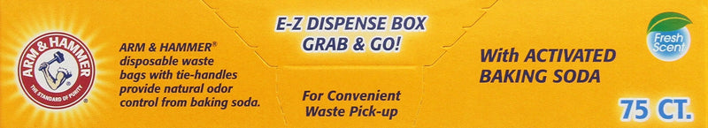 Arm & Hammer 71041 Easy-Tie Waste Bags, Blue, 75-Pack