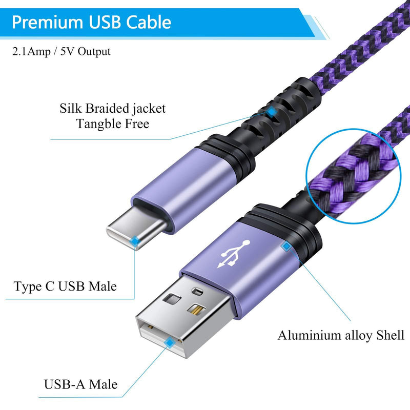 C Charger Cable Fast Charging Phone Android Power Cord 4Pack for Samsung Galaxy Note 21/20 Ultra, S21+/S20 Plus/S21Ultra,S20 FE/S10 Plus/S9 A11/A21/A51/A71, iPad Pro 12.9/11,Google Pixel 5 4A XL
