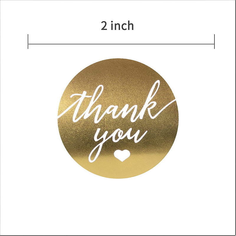 Thank You Label Sticker 2" Round with Gold and White Heart 500 Labels per Roll, Thank You Sticker Gold for Birthdays, Weddings, Giveaways, Bridal Showers and Perfect for Small Business Owner Gold & White Hearts